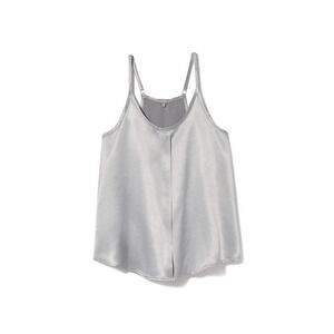PJ Harlow Babe Satin Silver Cami W/ Pleated Front Adjustable Straps Size XS